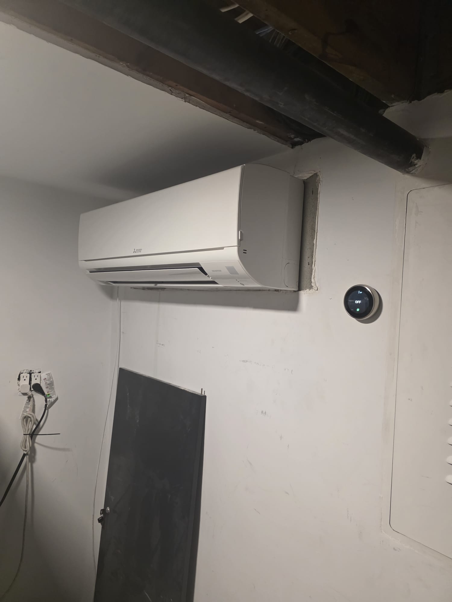 Finished ductless mini split installation inside a home