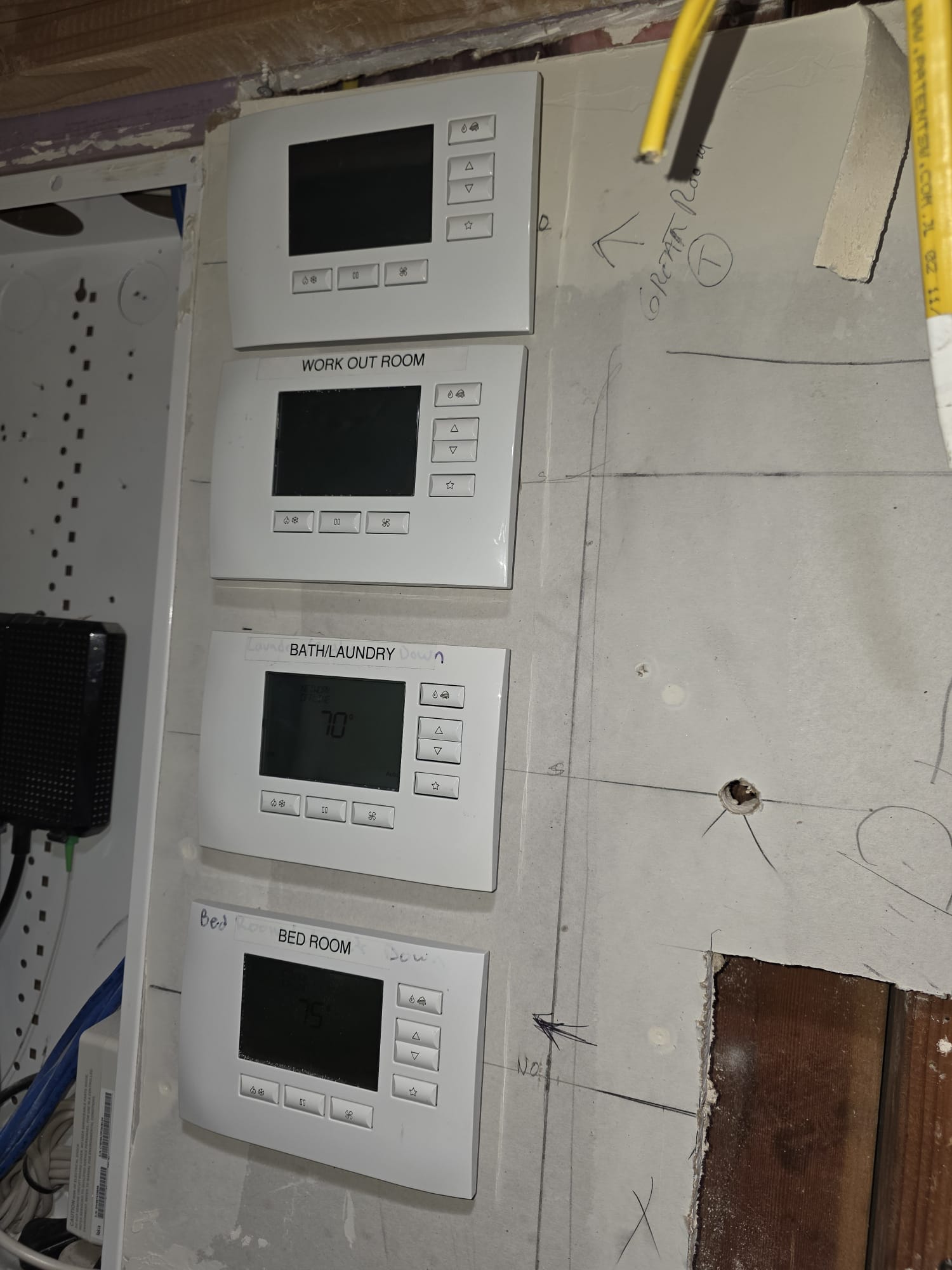 Multi-zone residential HVAC control panels during installation and setup