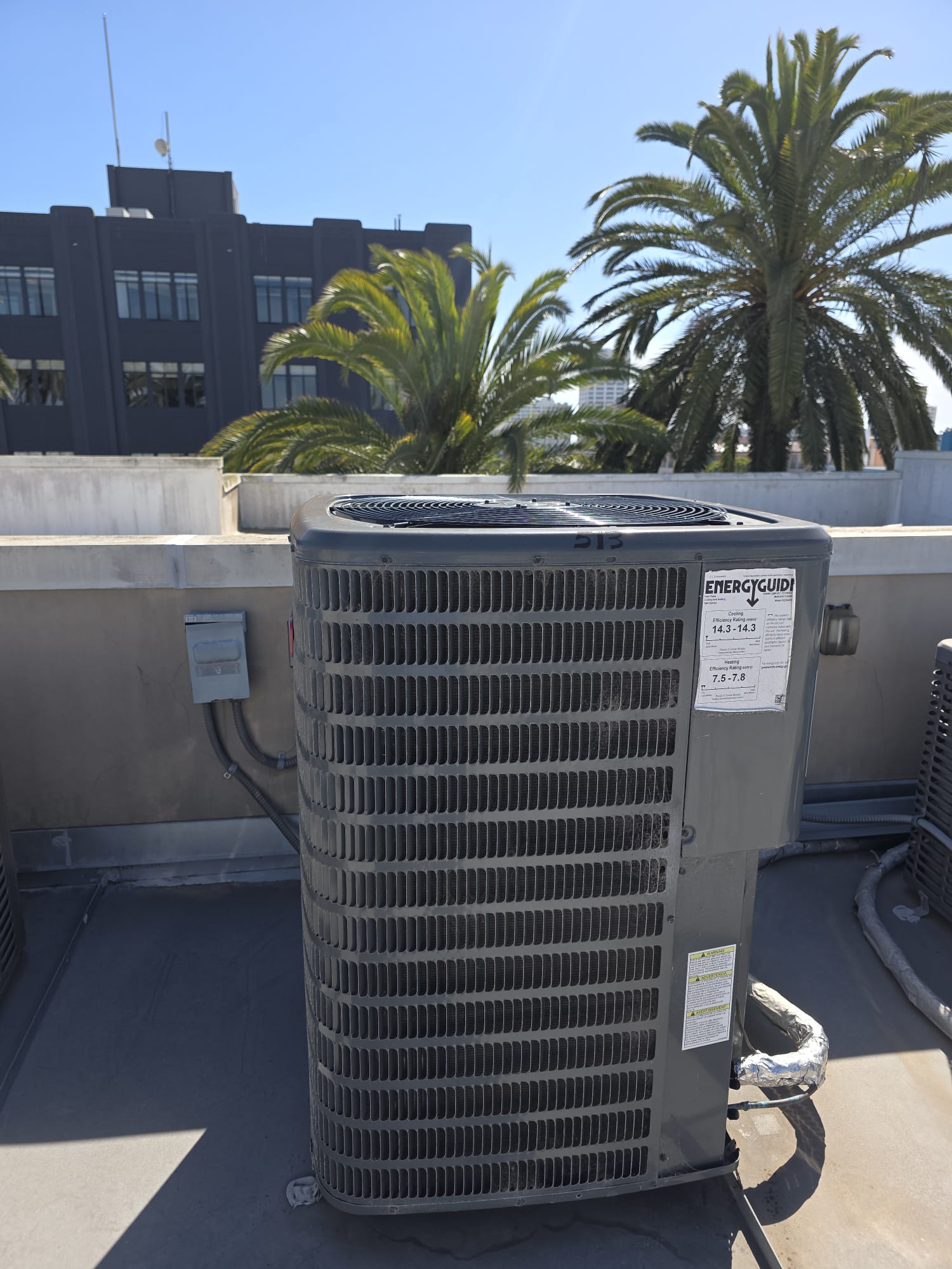 Rooftop air conditioning condenser in Pasadena